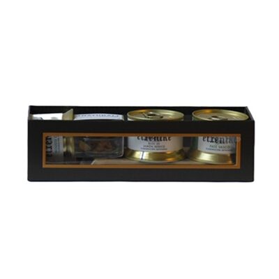 Caja productos gourmet negro y cobre