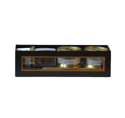 Caja productos gourmet negro y cobre